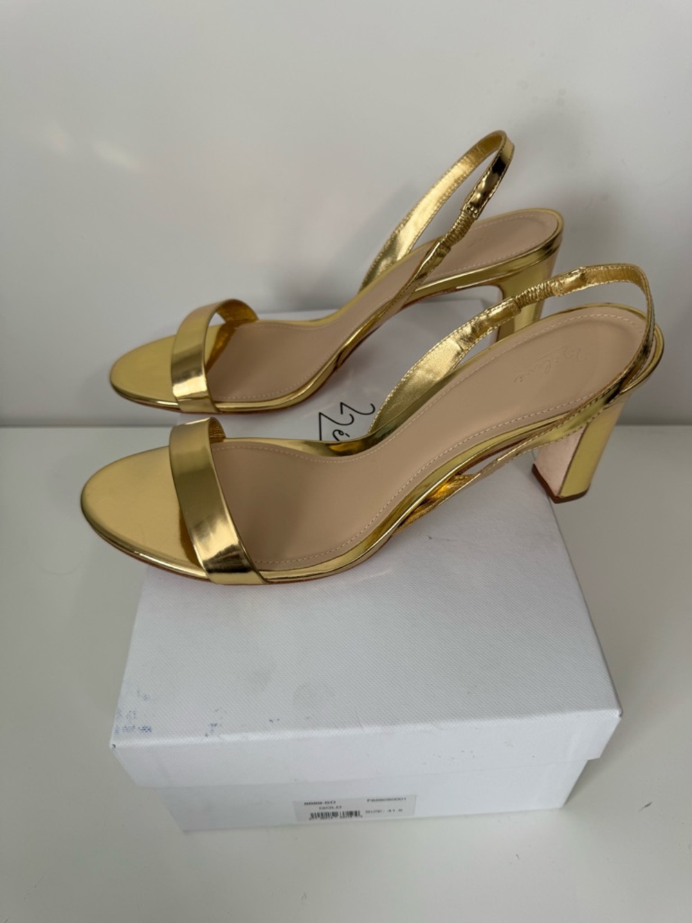 22ÉLEVÉ Women's Slingback 85MM Leather Sandals - Gold US Size 10.5 New - Picture 5 of 6